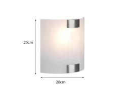 Flache LED Wandleuchte mit Glas Lampenschirm Weiß & Silber, Höhe 20cm