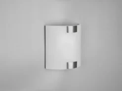 Flache LED Wandleuchte mit Glas Lampenschirm Weiß & Silber, Höhe 20cm