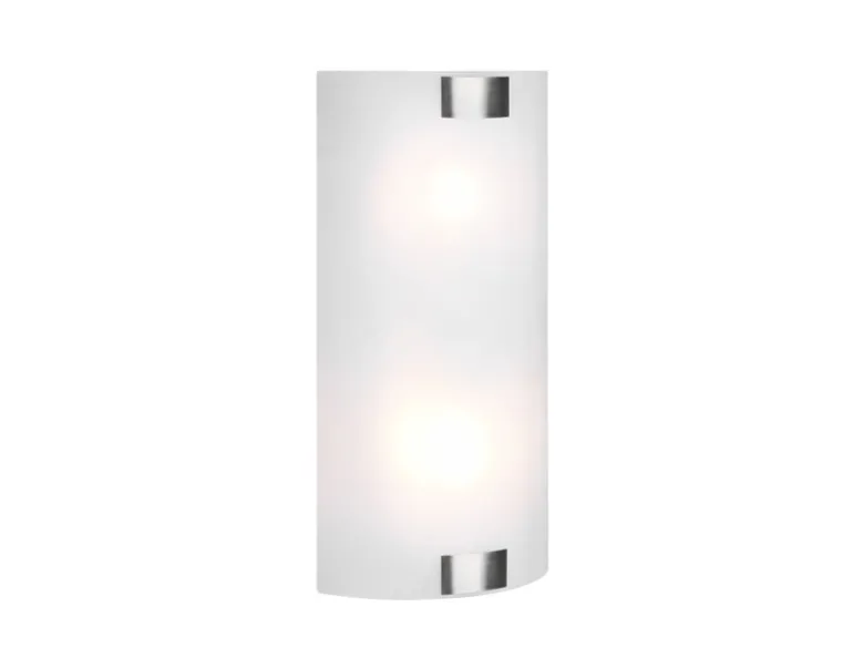 Flache LED Wandleuchte mit Glas Lampenschirm Weiß & Silber, Höhe 40cm