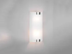 Flache LED Wandleuchte mit Glas Lampenschirm Weiß & Silber, Höhe 40cm