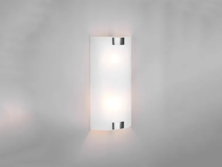 Flache LED Wandleuchte mit Glas Lampenschirm Weiß & Silber, Höhe 40cm