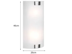Flache LED Wandleuchte mit Glas Lampenschirm Weiß & Silber, Höhe 40cm