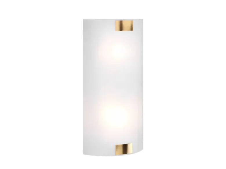 Flache LED Wandleuchte mit Glas Lampenschirm Weiß & Gold, Höhe 40cm