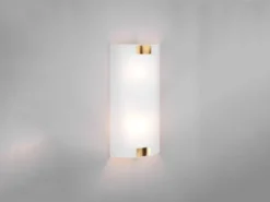 Flache LED Wandleuchte mit Glas Lampenschirm Weiß & Gold, Höhe 40cm