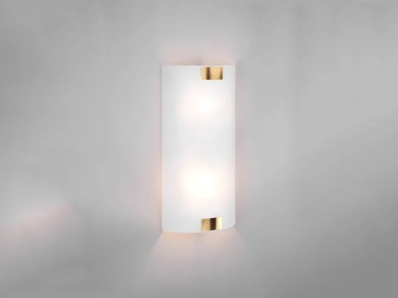 Flache LED Wandleuchte mit Glas Lampenschirm Weiß & Gold, Höhe 40cm
