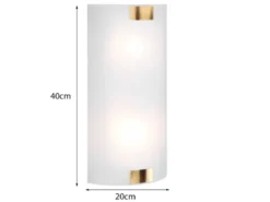 Flache LED Wandleuchte mit Glas Lampenschirm Weiß & Gold, Höhe 40cm