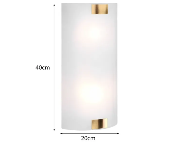 Flache LED Wandleuchte mit Glas Lampenschirm Weiß & Gold, Höhe 40cm