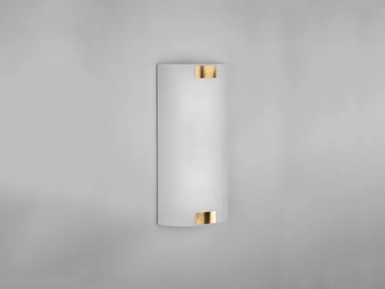 Flache LED Wandleuchte mit Glas Lampenschirm Weiß & Gold, Höhe 40cm