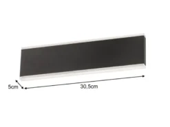 Flache LED Wandleuchte MUUR Schwarz mit Schalter, Breite 30,5cm