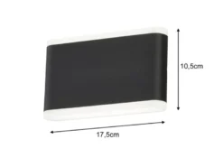 Flache LED Wandleuchte SCOUNCE Schwarz für Innen & Außen, Breite 17,5cm