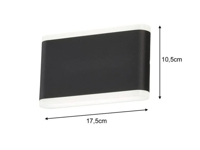 Flache LED Wandleuchte SCOUNCE Schwarz für Innen & Außen, Breite 17,5cm