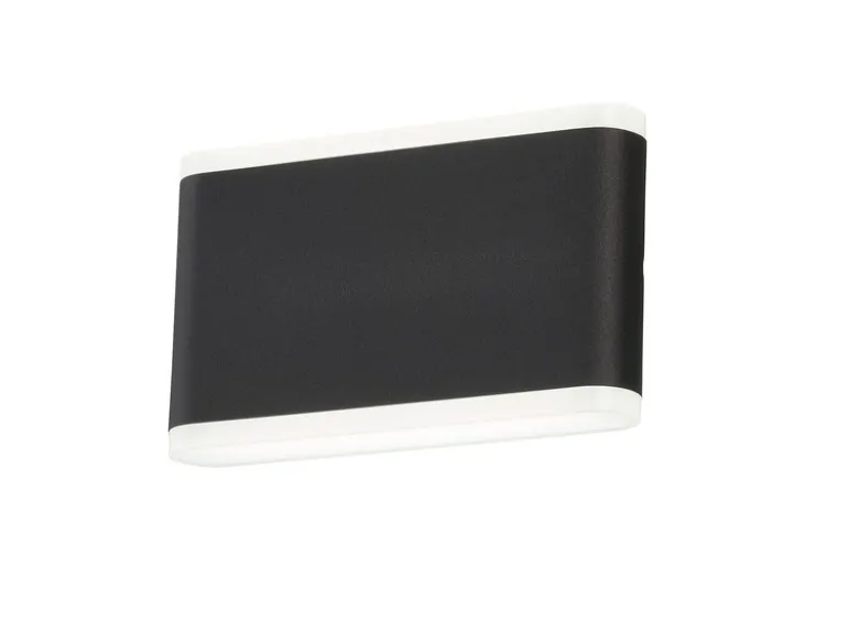 Flache LED Wandleuchte SCOUNCE Schwarz für Innen & Außen, Breite 17,5cm