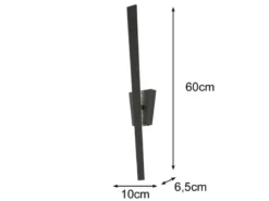 Flache LED Wandleuchte ZITA Schwarz indirekte Wandbeleuchtung, Höhe 60cm