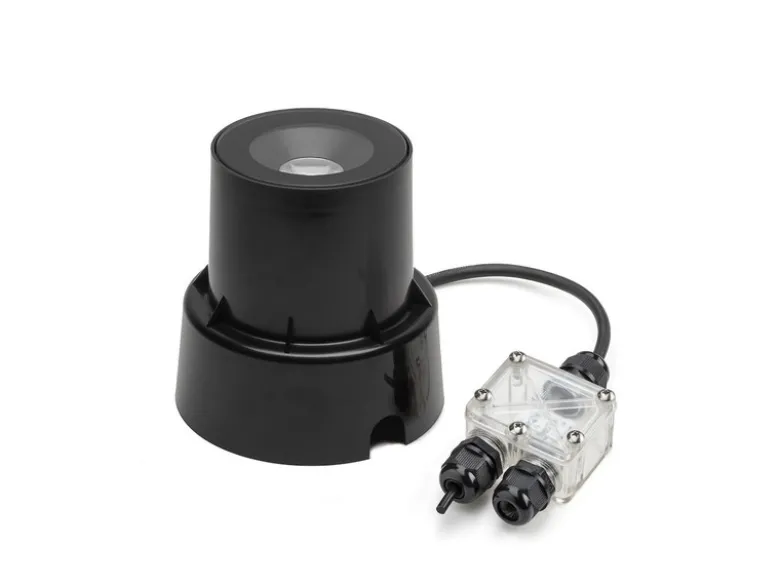 Flacher LED Bodeneinbaustrahler klares Glas mit schwarzem Rand Ø9,2cm, IP65