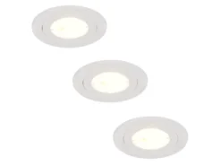 Flacher LED Einbaustrahler 230V dimmbar 3er Set Badezimmer geeignet 4000K Ø 8cm