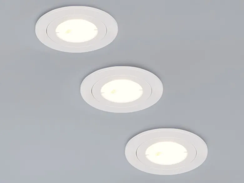 Flacher LED Einbaustrahler 230V dimmbar 3er Set Badezimmer geeignet 4000K Ø 8cm