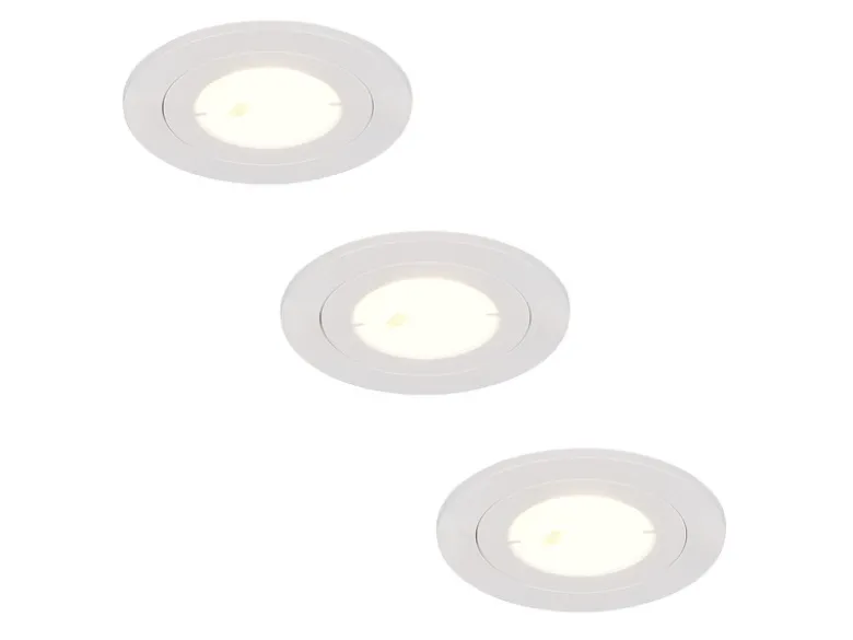 Flacher LED Einbaustrahler 230V dimmbar, 3er Set, Badezimmer geeignet, Ø 8cm