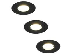 Flacher LED Einbaustrahler 230V dimmbar, 3er Set, Badezimmer geeignet, Ø 8cm