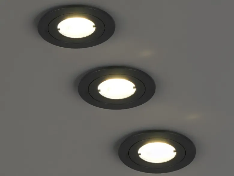 Flacher LED Einbaustrahler 230V dimmbar, 3er Set, Badezimmer geeignet, Ø 8cm