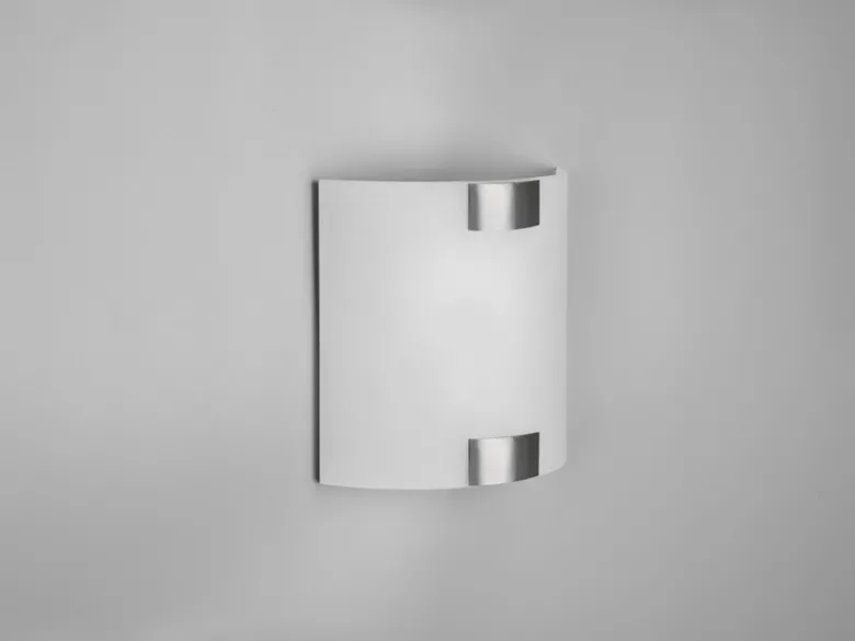 Flache Wandleuchte PURA Glaslampenschirm Silber, Höhe 20cm