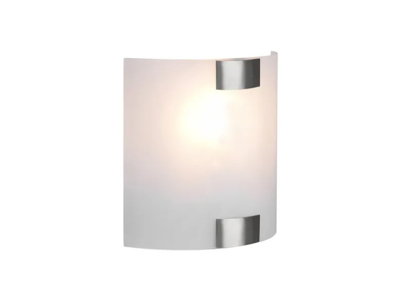 Flache Wandleuchte PURA Glaslampenschirm Silber, Höhe 20cm
