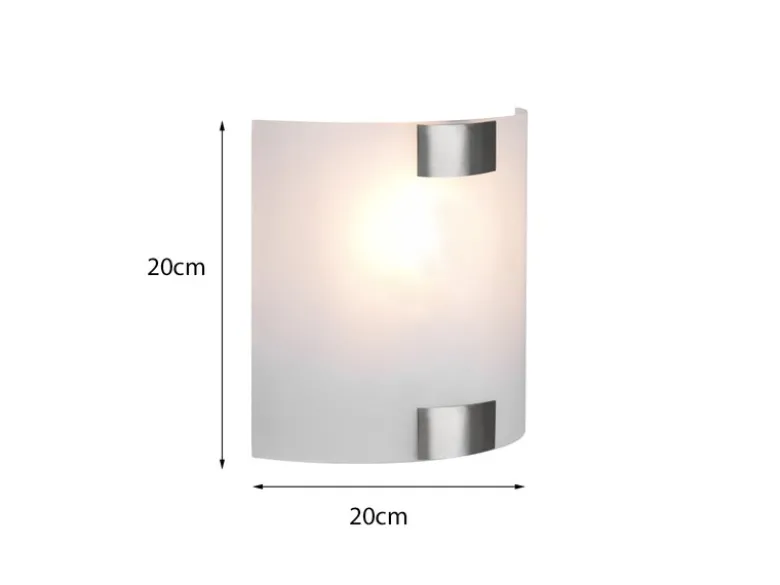 Flache Wandleuchte PURA Glaslampenschirm Silber, Höhe 20cm