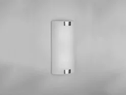 Flache Wandleuchte PURA Glaslampenschirm Silber, Höhe 40cm