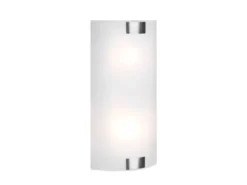 Flache Wandleuchte PURA Glaslampenschirm Silber, Höhe 40cm