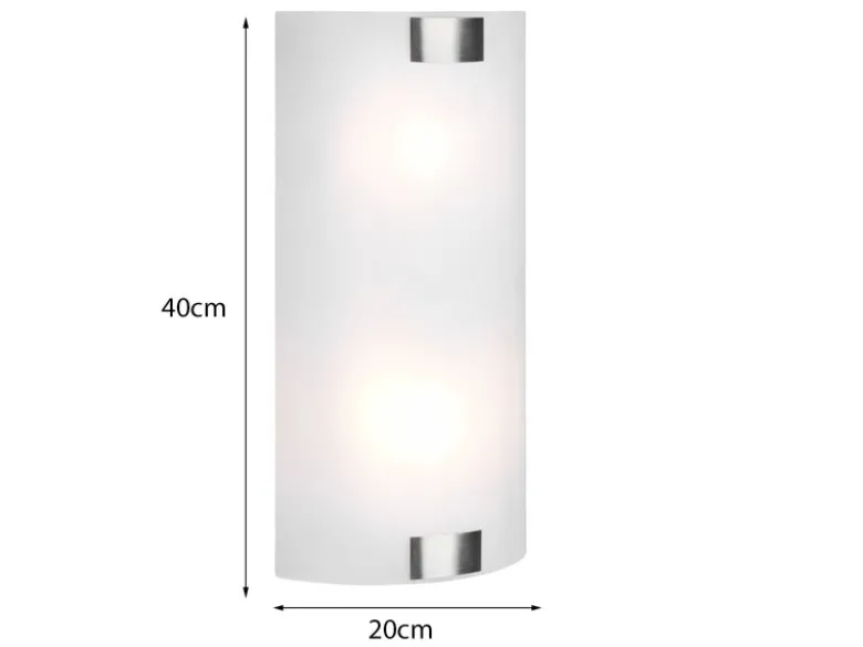 Flache Wandleuchte PURA Glaslampenschirm Silber, Höhe 40cm