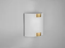 Flache Wandleuchte PURA Glaslampenschirm Gold, Höhe 20cm