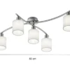5 flammige LED Deckenleuchte mit Stoffschirmen Weiß - Arm schwenkbar, B: 80cm