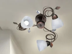 3-flammige LED Deckenleuchte mit Kristall & Blätter Deko Ø 61cm