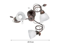 3-flammige LED Deckenleuchte mit Kristall & Blätter Deko Ø 61cm