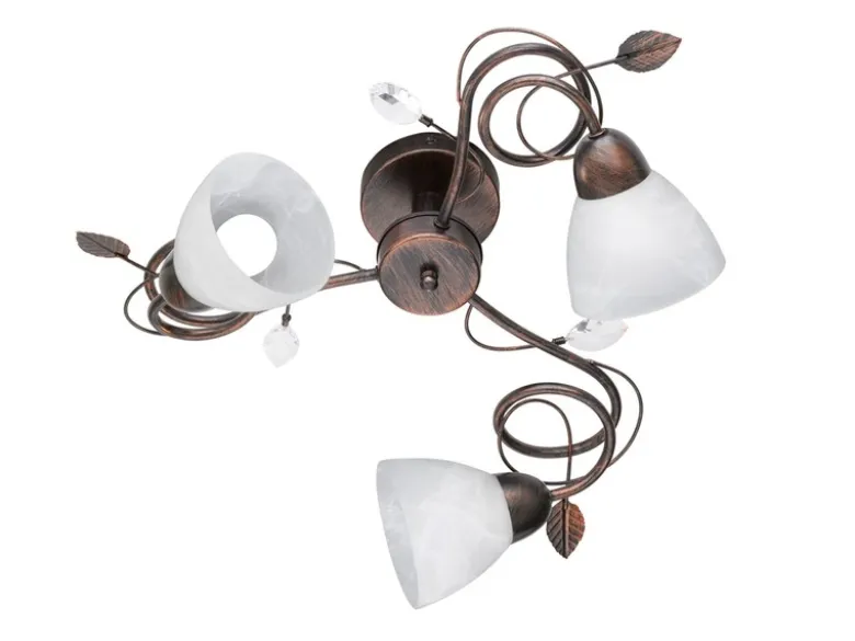 3-flammige LED Deckenleuchte mit Kristall & Blätter Deko Ø 61cm