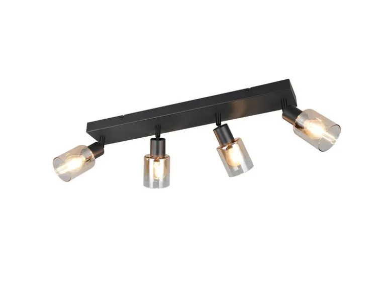 4-flammiger Deckenstrahler CADIZ mit Glasschirmen Amberfarbig, Breite 58cm