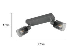 2-flammiger Deckenstrahler CADIZ mit Chrom Glasschirmen, Breite 27cm