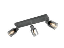 3-flammiger Deckenstrahler CADIZ mit Chrom Glasschirmen, Breite 42cm