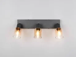 3-flammiger Deckenstrahler CADIZ mit Glasschirmen Amberfarbig, Breite 42cm