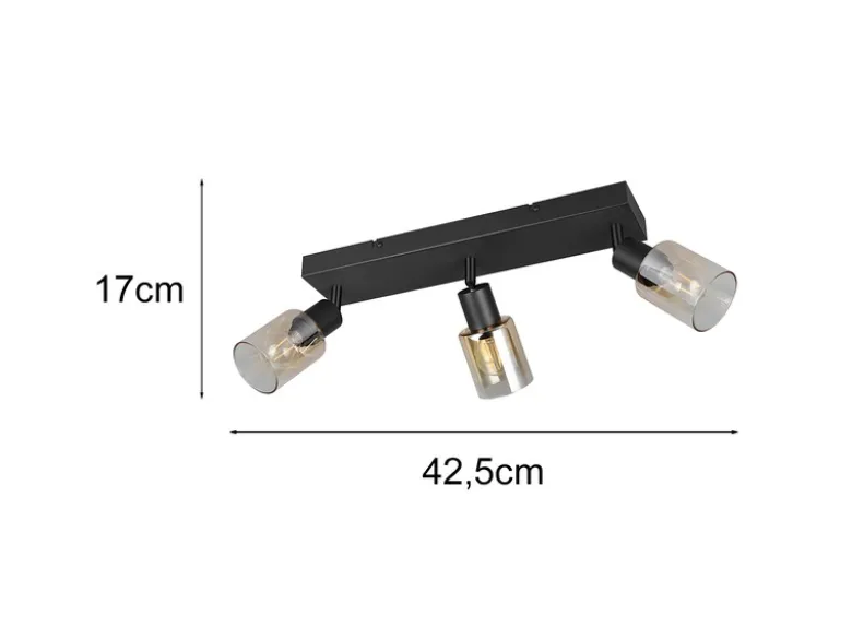 3-flammiger Deckenstrahler CADIZ mit Glasschirmen Amberfarbig, Breite 42cm