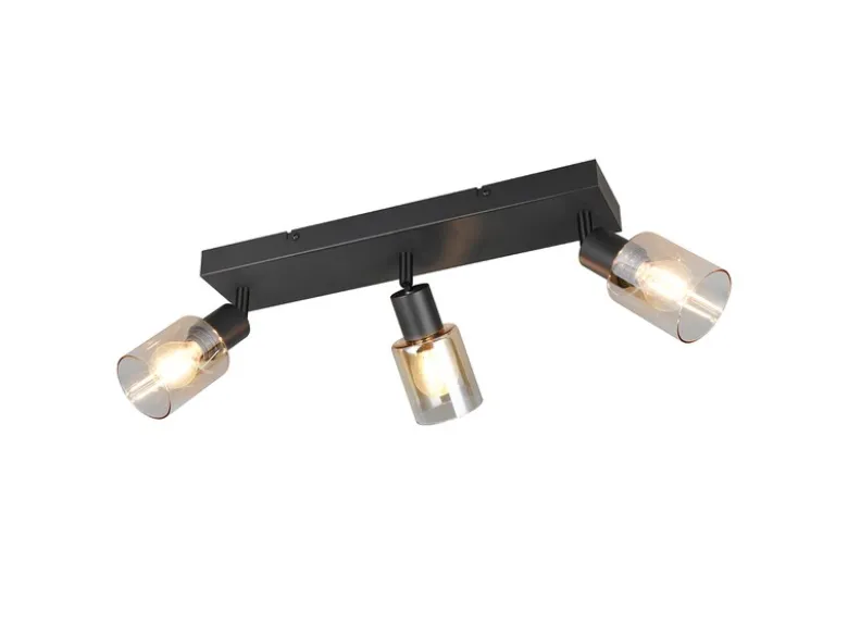3-flammiger Deckenstrahler CADIZ mit Glasschirmen Amberfarbig, Breite 42cm