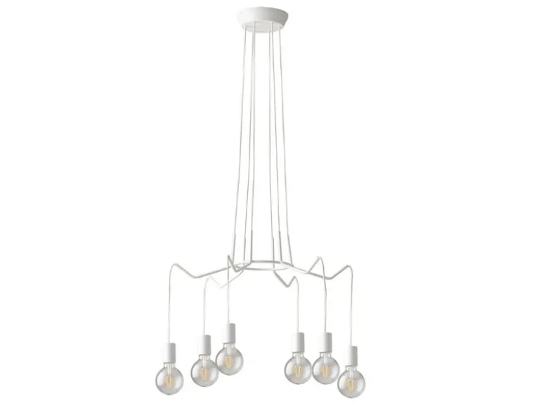 6 flammiger Kronleuchter HABITAT weiß - moderne Spinnenleuchte, Ø 66cm