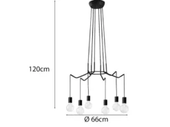 6 flammiger Kronleuchter HABITAT schwarz - moderne Spinnenleuchte, Ø 66cm