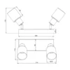 2-flammiger LED Deckenstrahler mit Chrom Glasschirmen, Breite 27cm