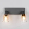 2-flammiger LED Deckenstrahler mit Glasschirmen Amberfarbig, Breite 27cm