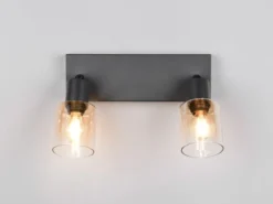 2-flammiger LED Deckenstrahler mit Glasschirmen Amberfarbig, Breite 27cm