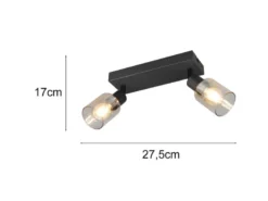 2-flammiger LED Deckenstrahler mit Glasschirmen Amberfarbig, Breite 27cm