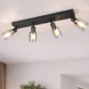 4-flammiger LED Deckenstrahler mit Glasschirmen Amberfarbig, Breite 58cm