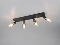 4-flammiger LED Deckenstrahler mit Glasschirmen Amberfarbig, Breite 58cm