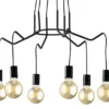 6 flammiger LED Kronleuchter Ø66cm Schwarz - minimalistisch moderne Spinnenlampe