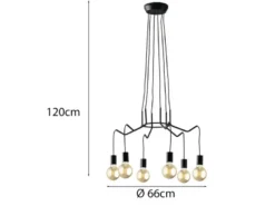 6 flammiger LED Kronleuchter Ø66cm Schwarz - minimalistisch moderne Spinnenlampe